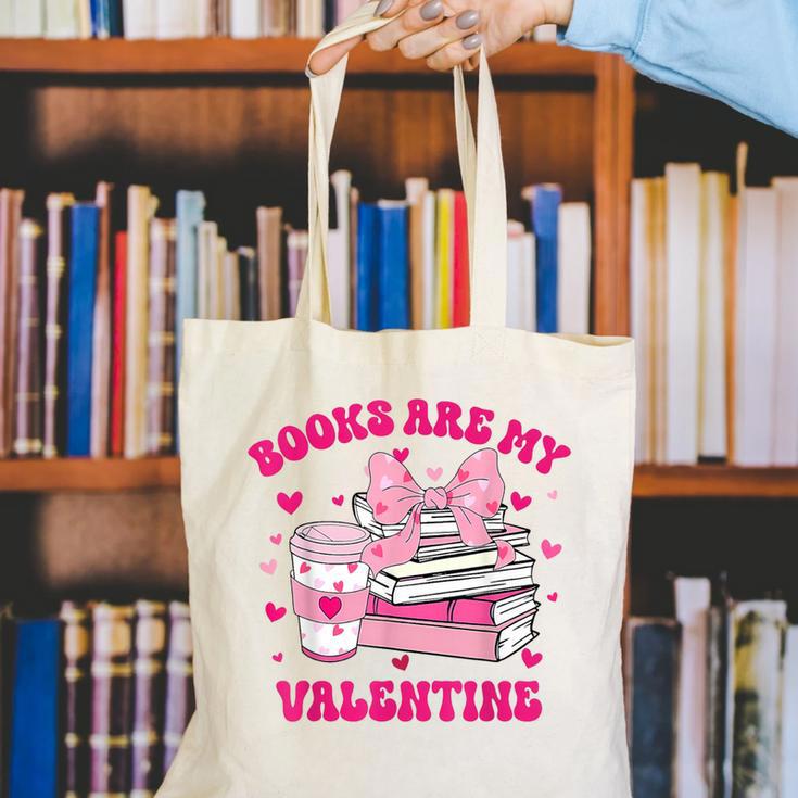 All Booked For Valentines Book Reading Coquette Bow Canvas Tote Bag
