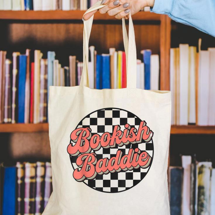 Bookish Baddie Retro Aesthetic Typography Canvas Tote Bag