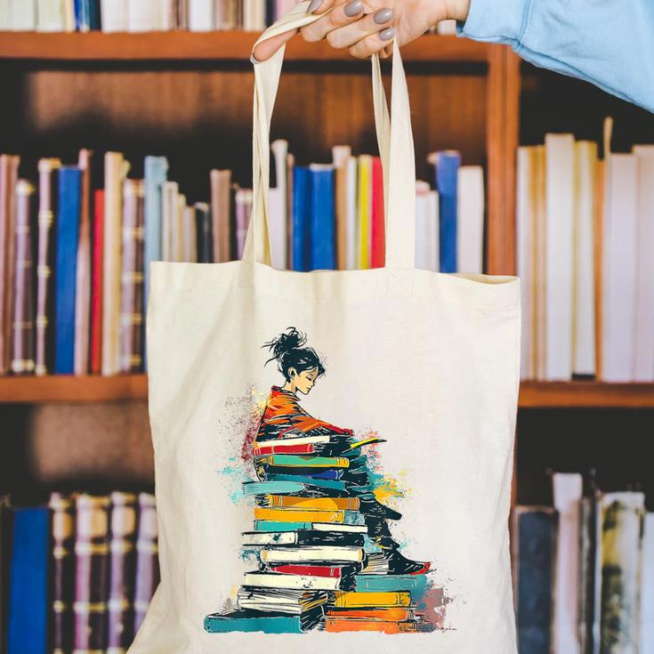 Books Abstract Artist Women Art Painting Books Canvas Tote Bag Books Abstract Artist Women Art Painting Books Canvas Tote Bag