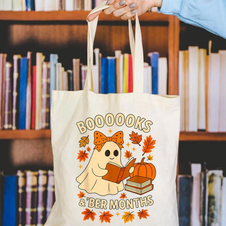Books And BER Months Fall Librarian Reading Halloween Canvas Tote Bag Books And BER Months Fall Librarian Reading Halloween Canvas Tote Bag