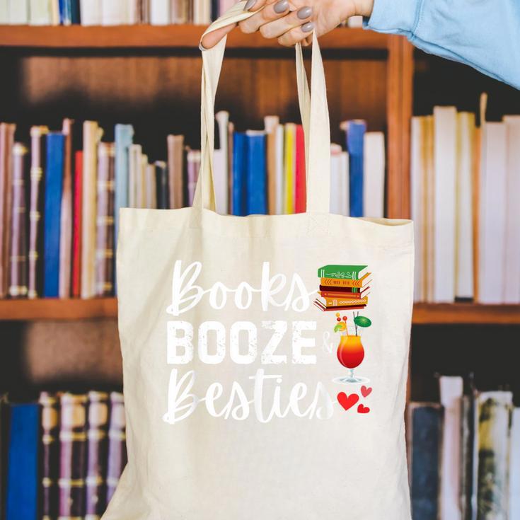 Books Booze And Besties Book Lover Bestie Squad Twinning Canvas Tote Bag