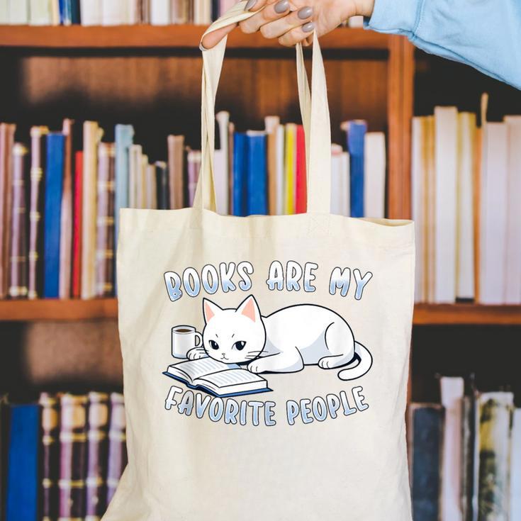 Books Are My Favorite People Cat With Coffee Mug Book Lovers Canvas Tote Bag Books Are My Favorite People Cat With Coffee Mug Book Lovers Canvas Tote Bag
