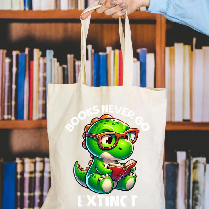 Books Never Go Extinct Reading Dinosaur Bookish Nerdy Canvas Tote Bag Books Never Go Extinct Reading Dinosaur Bookish Nerdy Canvas Tote Bag