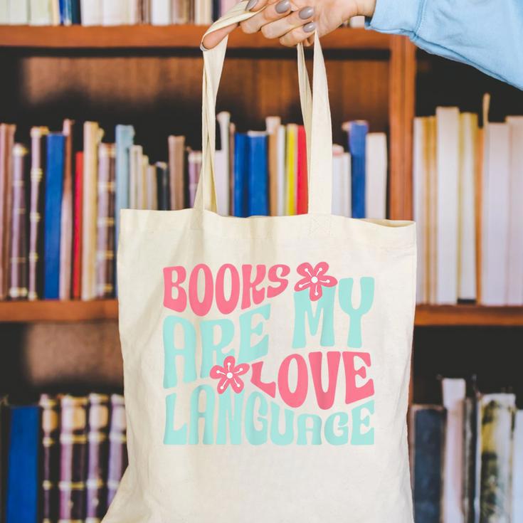 Books Are My Love Language Book Lover Reading Canvas Tote Bag