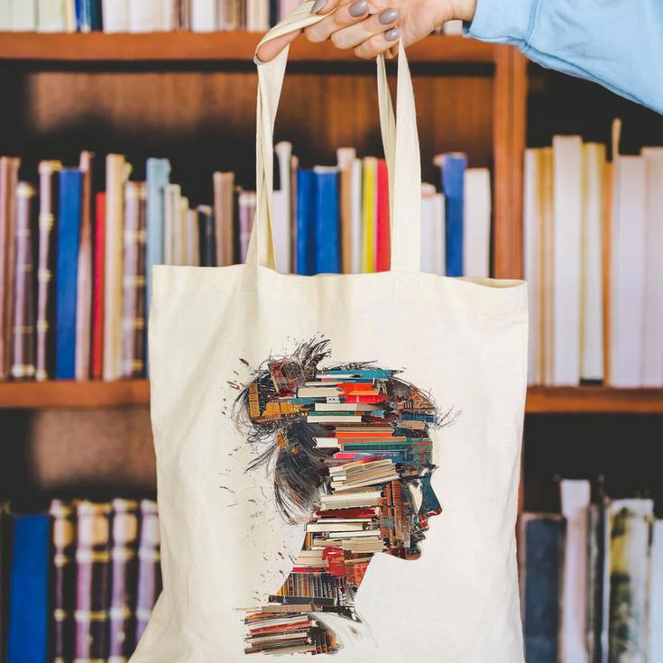 Books Lover Women Art Colorful Drawing Graphic Books Canvas Tote Bag Books Lover Women Art Colorful Drawing Graphic Books Canvas Tote Bag