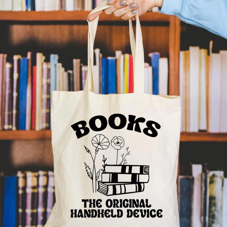 Books The Original Handheld Device Book Lover Premium Canvas Tote Bag