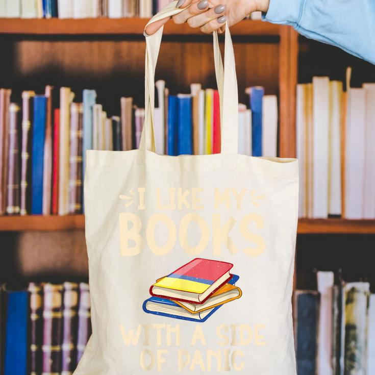 I Like My Books With a Side Of Panic Thriller Canvas Tote Bag