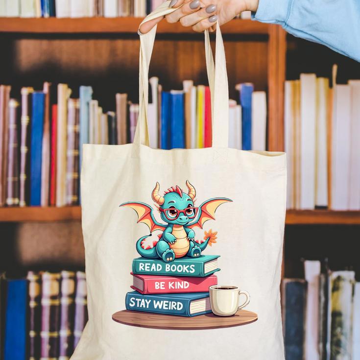 Bookworm Book Dragon Read Books Be Kind Stay Weird Canvas Tote Bag Bookworm Book Dragon Read Books Be Kind Stay Weird Canvas Tote Bag