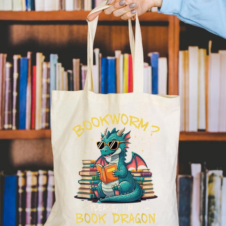 Bookworm I'm A Book Dragon Reading Books Bookish Book Lover Canvas Tote Bag
