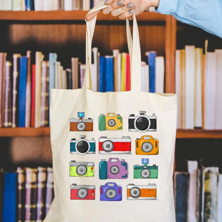Camera Hand Drawn Old Nostalgia Retro Lens Styles Canvas Tote Bag