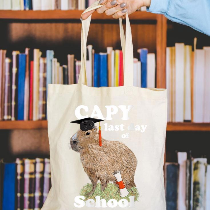 Capy Last Day Of School Capybara Graduation Quote Canvas Tote Bag