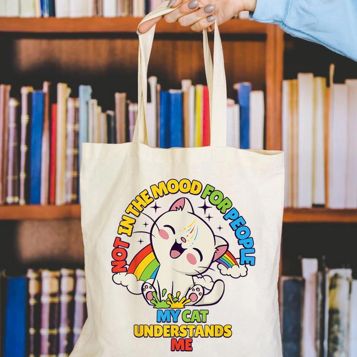 Cat Mom Loves Cats Dad Not In The Mood For People Introvert Canvas Tote Bag