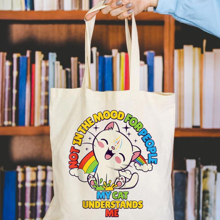 Cat Mom Loves Cats Dad Not In The Mood For People Introvert Canvas Tote Bag