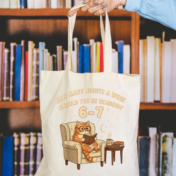 Cat Reading 6-7 Meme English Teacher Book Lover Humor Canvas Tote Bag Cat Reading 6-7 Meme English Teacher Book Lover Humor Canvas Tote Bag