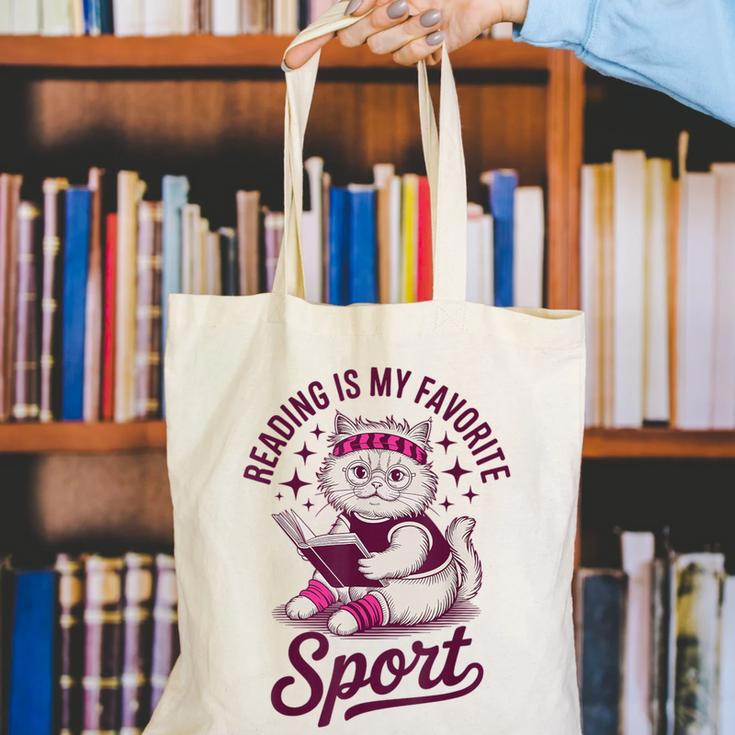 Cat Reading Is My Favorite Sport Retro Book Lover Canvas Tote Bag Cat Reading Is My Favorite Sport Retro Book Lover Canvas Tote Bag