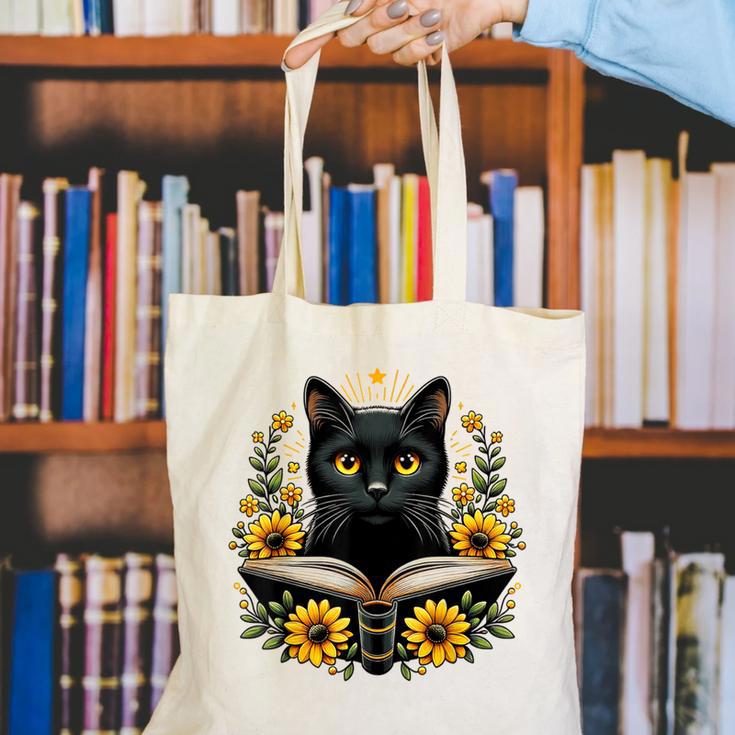 Cat For Women Book Lover Cute Cat And Book Canvas Tote Bag