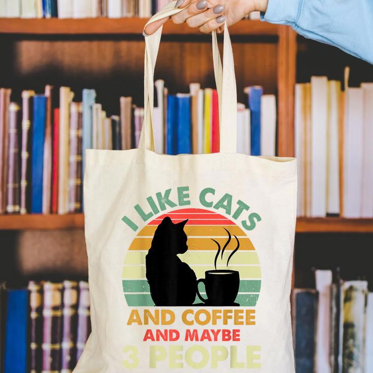 Cats Coffee & 3 People Tee Cute Font Introvert Humor Canvas Tote Bag Cats Coffee & 3 People Tee Cute Font Introvert Humor Canvas Tote Bag