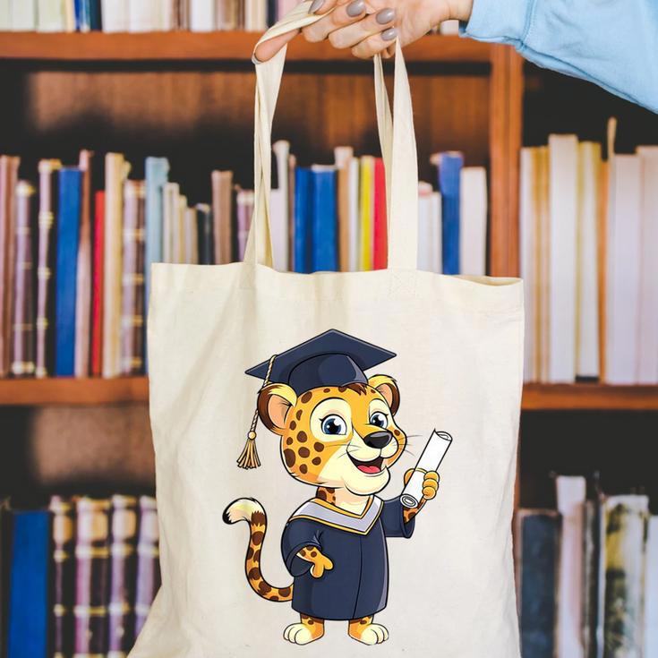 Cheetah Graduation Cute Kindergarten Elementary High School Canvas Tote Bag
