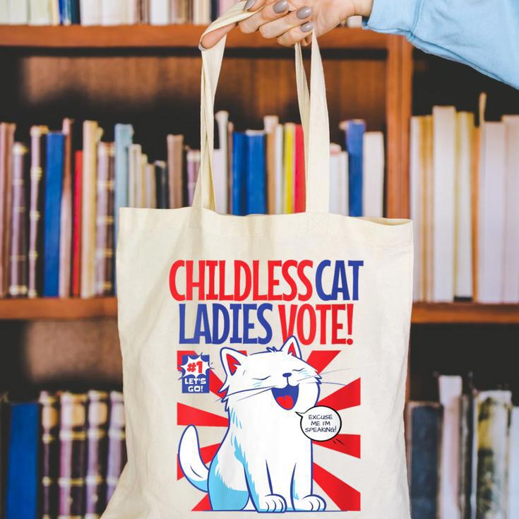 Childless Cat Ladies Vote Kamala Harris Cute Comic Book Cat Canvas Tote Bag Childless Cat Ladies Vote Kamala Harris Cute Comic Book Cat Canvas Tote Bag