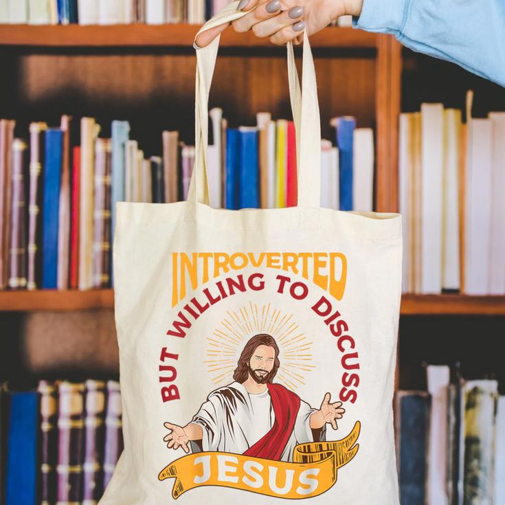 Christian Jesus Religious Sayings Catholic Introvert Canvas Tote Bag
