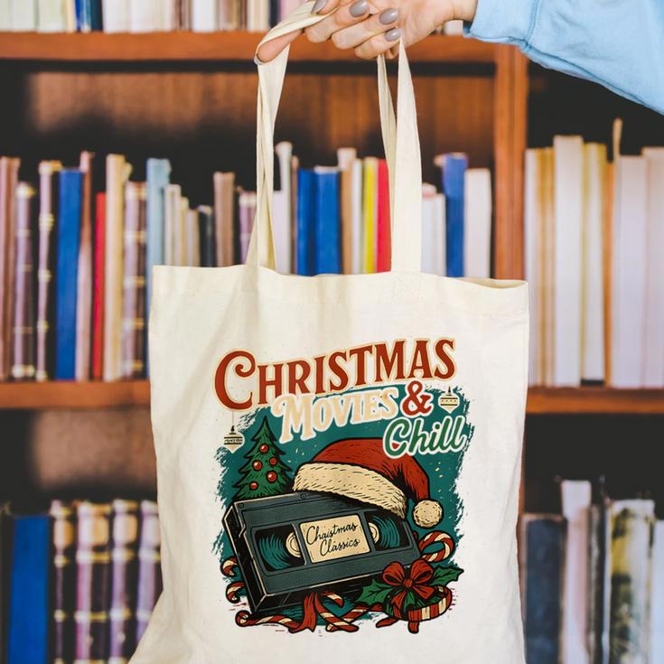 Christmas Movies Chill Retro VHS Holiday Nostalgia Canvas Tote Bag