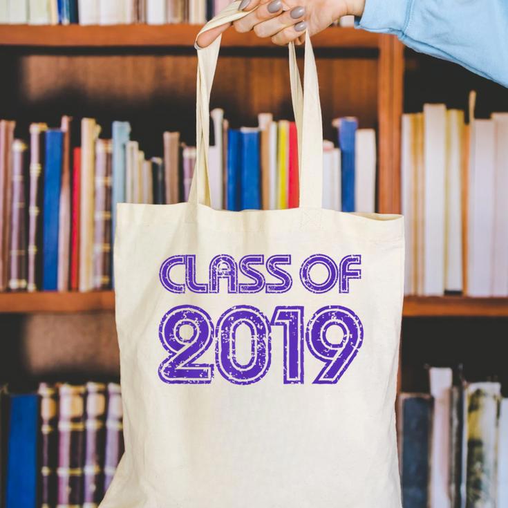 Class Of 2019 High School Graduation Purple Senior Canvas Tote Bag