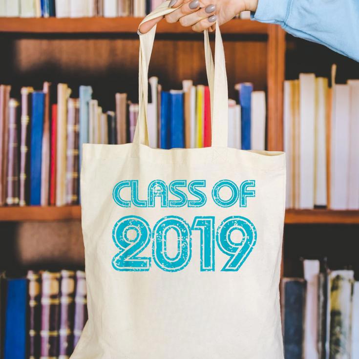 Class Of 2019 High School Graduation Teal Senior Canvas Tote Bag