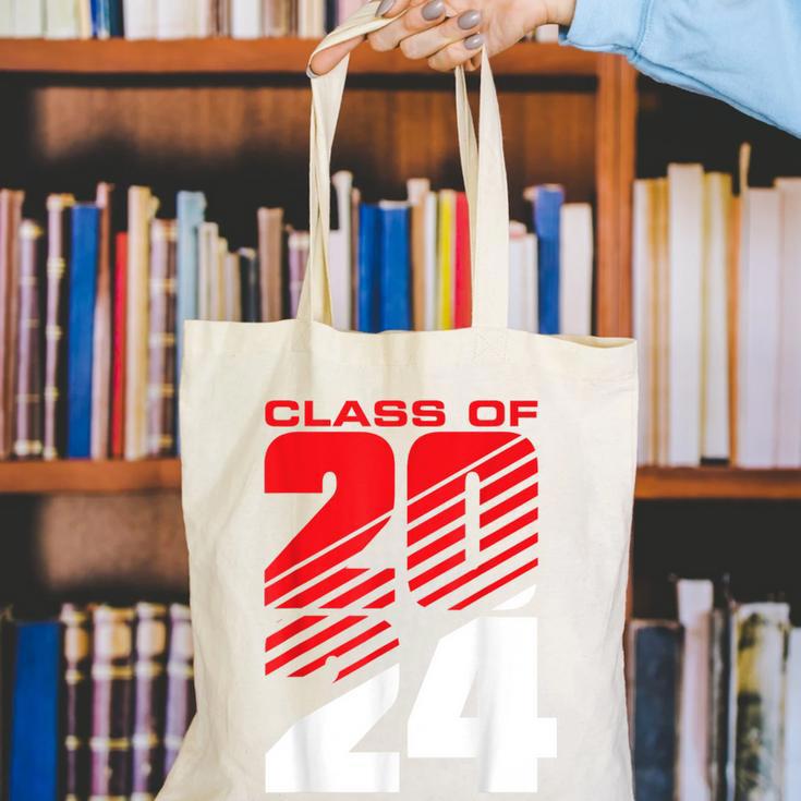 Class Of 2024 High School Senior Graduation Red Sports Style Canvas Tote Bag