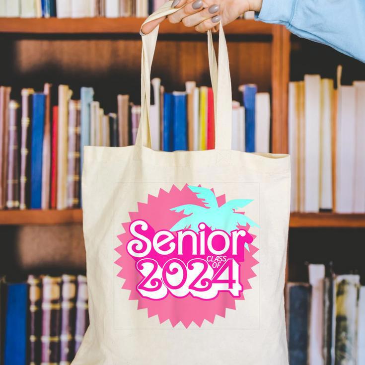 Class Of 2024 Senior Pink Retro Classic Girl Grad Graduation Canvas Tote Bag