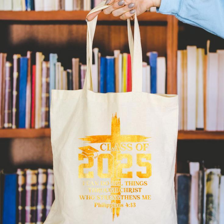 Class Of 2025 Christian Graduation Senior Graduate Men Women Canvas Tote Bag