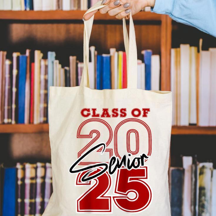 Class Of 2025 Senior 2025 Graduation Red Raglan Baseball Tee Canvas Tote Bag