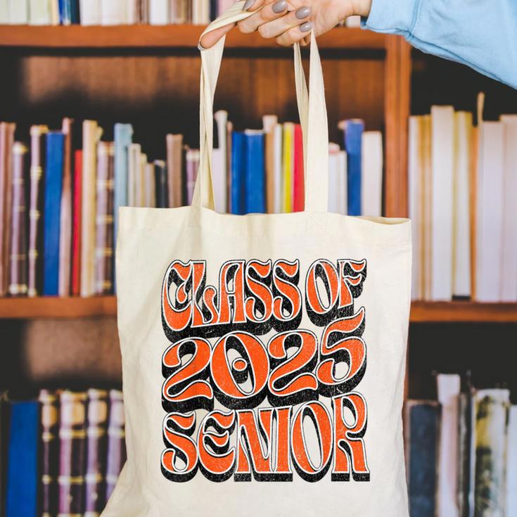 Class Of 2025 Senior Orange And Student Graduation Canvas Tote Bag