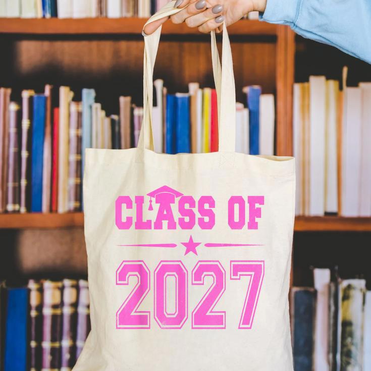 Class Of 2027 Pink Girls Shirt Graduation Canvas Tote Bag