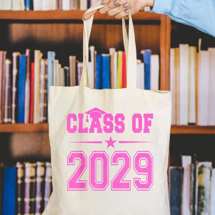 Class Of 2029 Pink Girls Shirt Graduation Canvas Tote Bag
