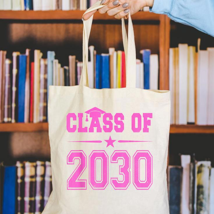 Class Of 2030 Pink Girls Shirt Graduation Canvas Tote Bag