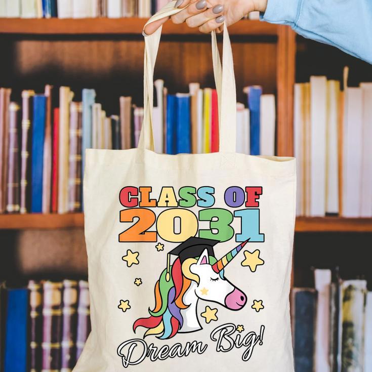 Class Of 2031 Magical Unicorn Graduation Cap Canvas Tote Bag