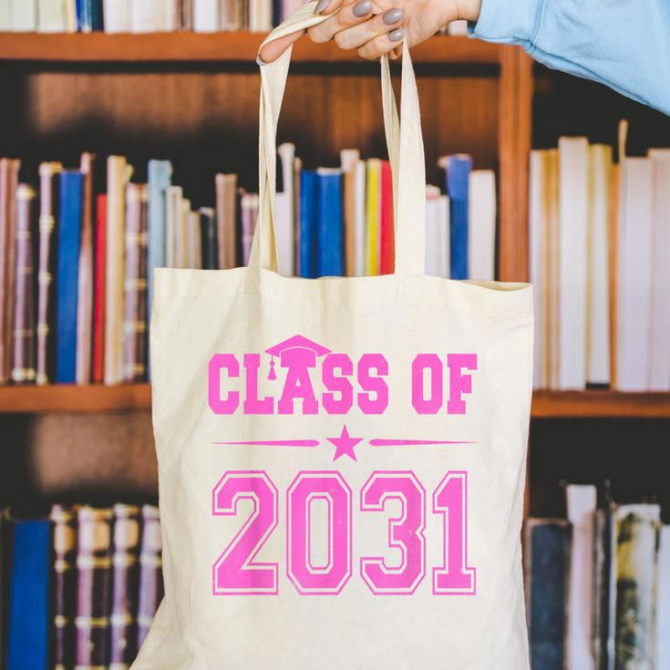 Class Of 2031 Pink Girls Shirt Graduation Canvas Tote Bag