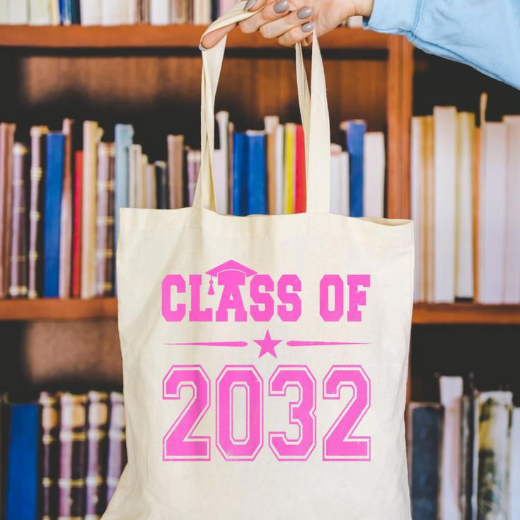 Class Of 2032 Pink Girls Shirt Graduation Canvas Tote Bag