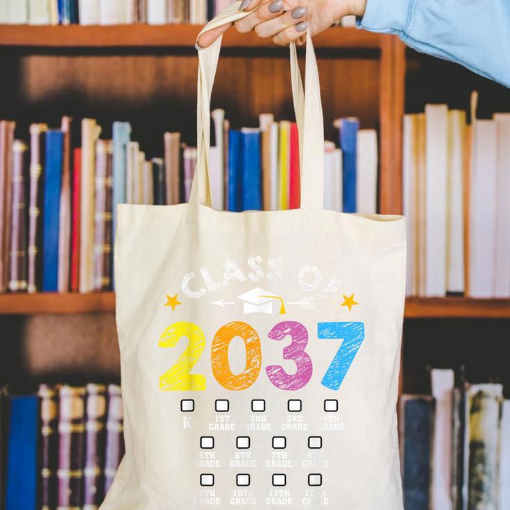 Class Of 2037 Grow With Me Checklist Graduation Canvas Tote Bag