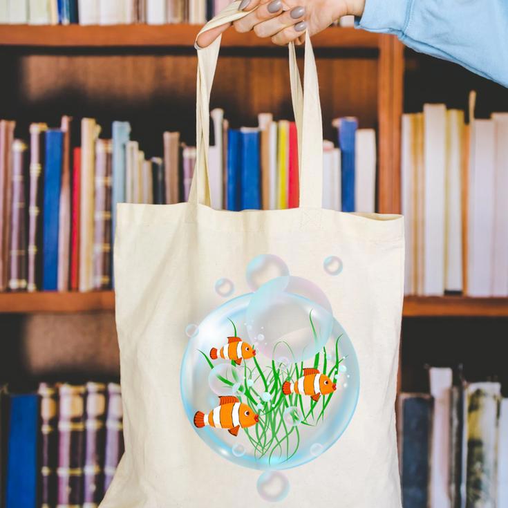 Clownfish Anemonefish Bubbles Water Frutiger Aero Y2K Style Canvas Tote Bag Clownfish Anemonefish Bubbles Water Frutiger Aero Y2K Style Canvas Tote Bag