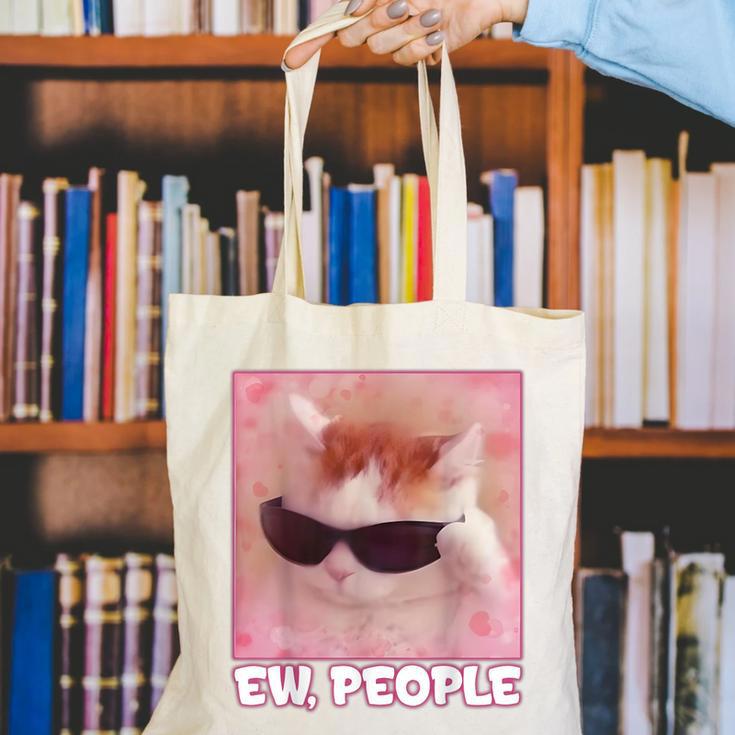 Cool Cat Meme Ew People Anti Social Introvert Cute Cat Canvas Tote Bag