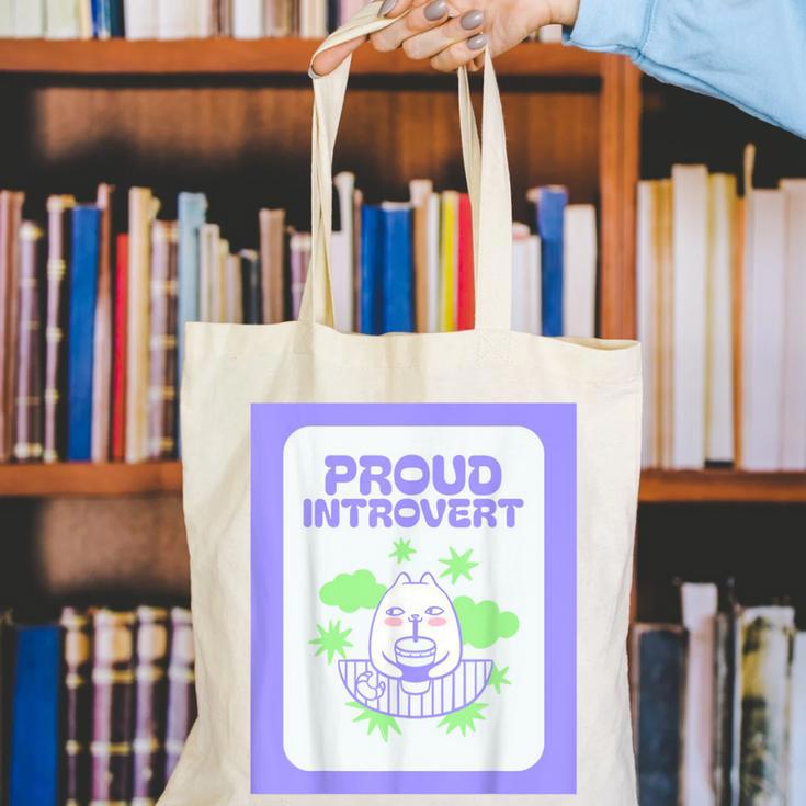 Cool Fun Cute Proud Introvert Cat Character For Men Women Canvas Tote Bag Cool Fun Cute Proud Introvert Cat Character For Men Women Canvas Tote Bag