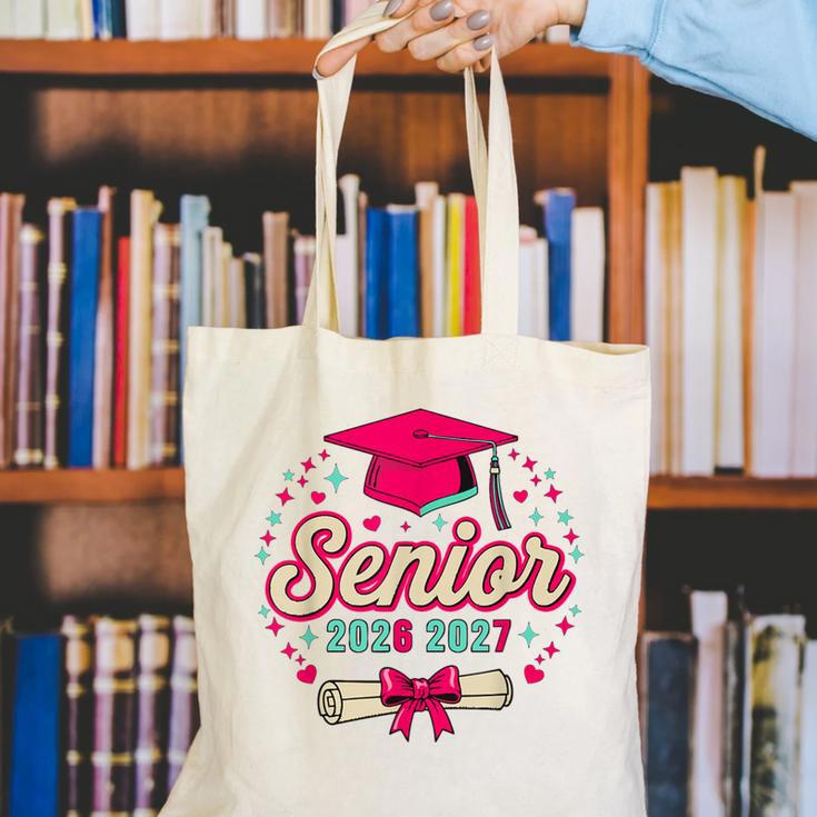 Coquette Pink Bow Senior 2026 2027 Graduation Canvas Tote Bag