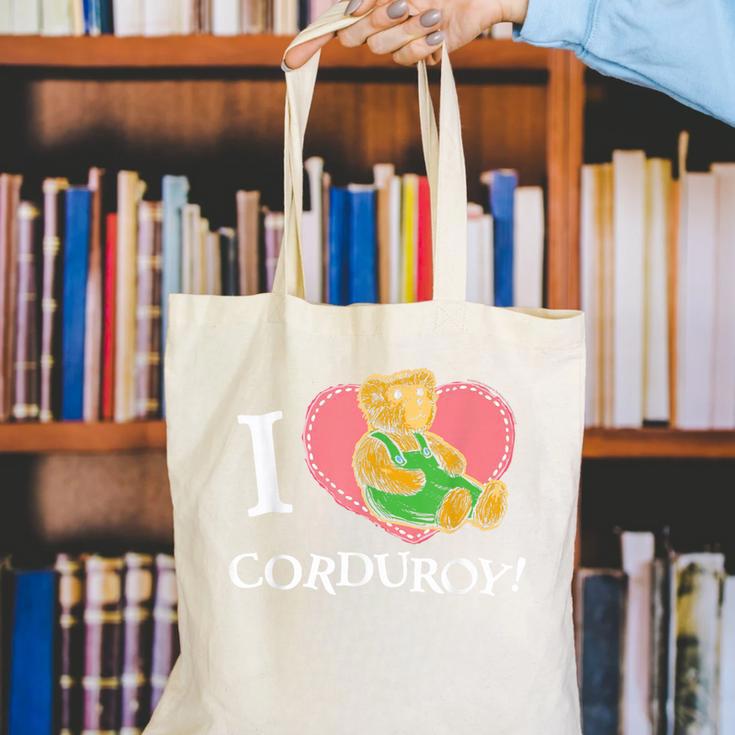 Corduroy I Heart Corduroy Teddy Bear Retro Children's Book Canvas Tote Bag Corduroy I Heart Corduroy Teddy Bear Retro Children's Book Canvas Tote Bag