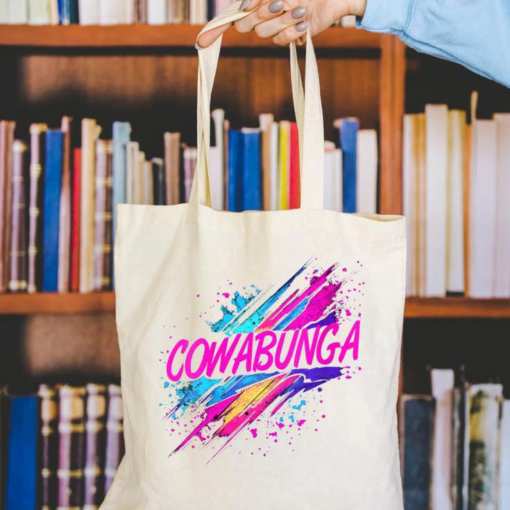 Cowabunga Retro 80s 90s Nostalgia Slang Neon Grunge Art Canvas Tote Bag