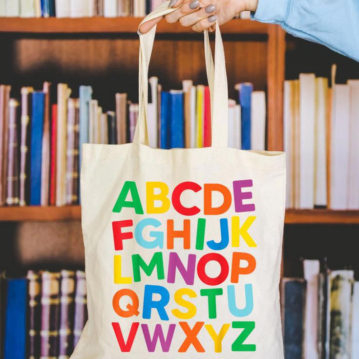 Cute ABCs Shirt Alphabet Colorful Letters Reading Books Kids Canvas Tote Bag