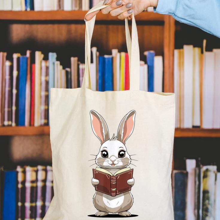 Cute Bookworm Bunny Reading For Kids And Teachers Canvas Tote Bag