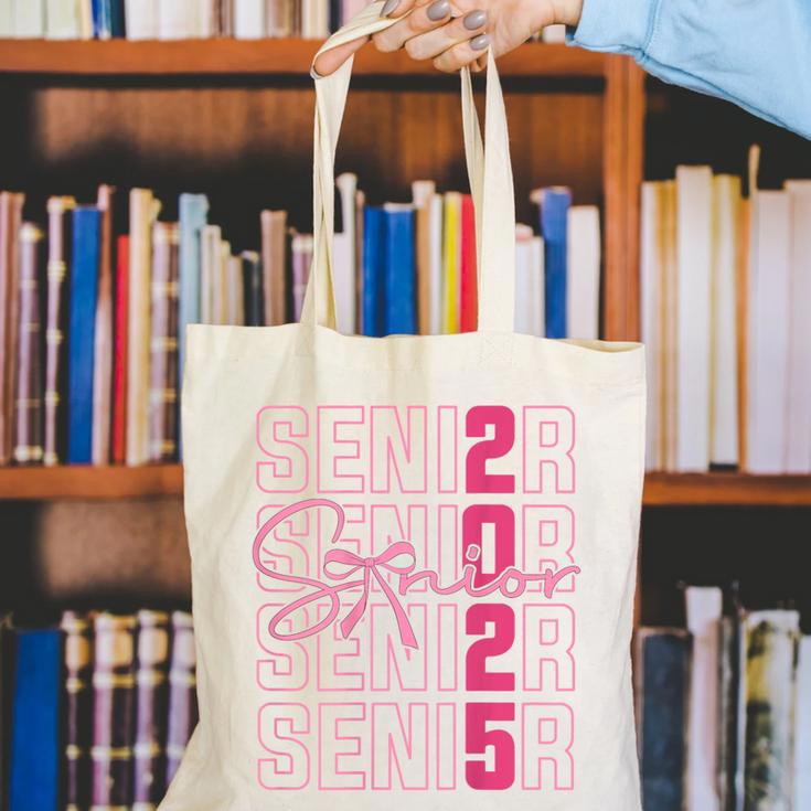 Cute Girls Women Class 2025 Graduation Senior Coquette Bow Canvas Tote Bag
