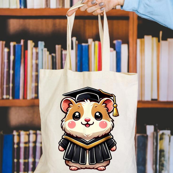Cute Hamster Graduation Canvas Tote Bag