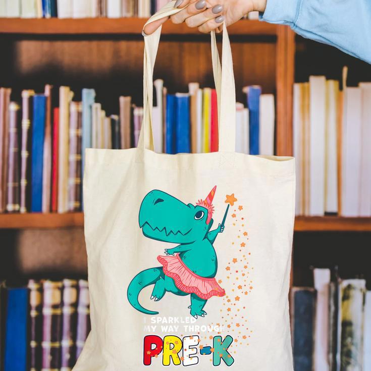 Cute Magical Ballerina Dino Unicorn Pre-K Graduation Canvas Tote Bag
